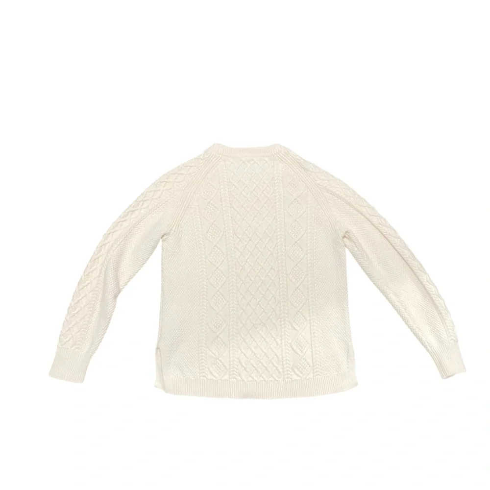 J. Crew 100% Cotton Cream Fisherman Crewneck‎ Sweater Size S